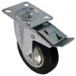 100mm 70Kg LD Black Swivel and Braked Castor on Pl